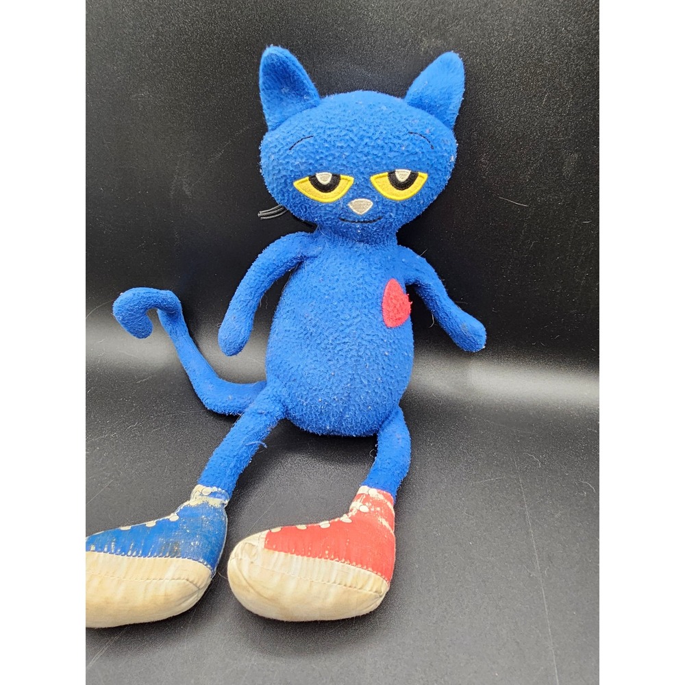 Pete the Cat Plush Blue Stuffed Animal Toy Red Heart Mismatched Sneakers 14 Inch